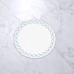 Discount VIDA Round Embroidered Quatrefoil 15.5" Round Placemats Set of 4 (Blue View All Vida|Placemats