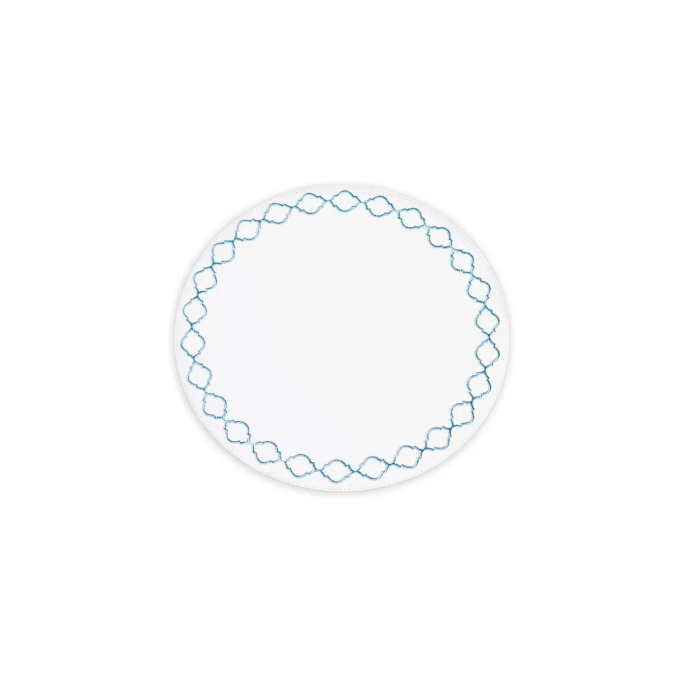 Discount VIDA Round Embroidered Quatrefoil 15.5" Round Placemats Set of 4 (Blue View All Vida|Placemats