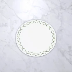 Sale VIDA Round Embroidered Quatrefoil 15.5" Round Placemats Set of 4 (Gree View All Vida|Placemats