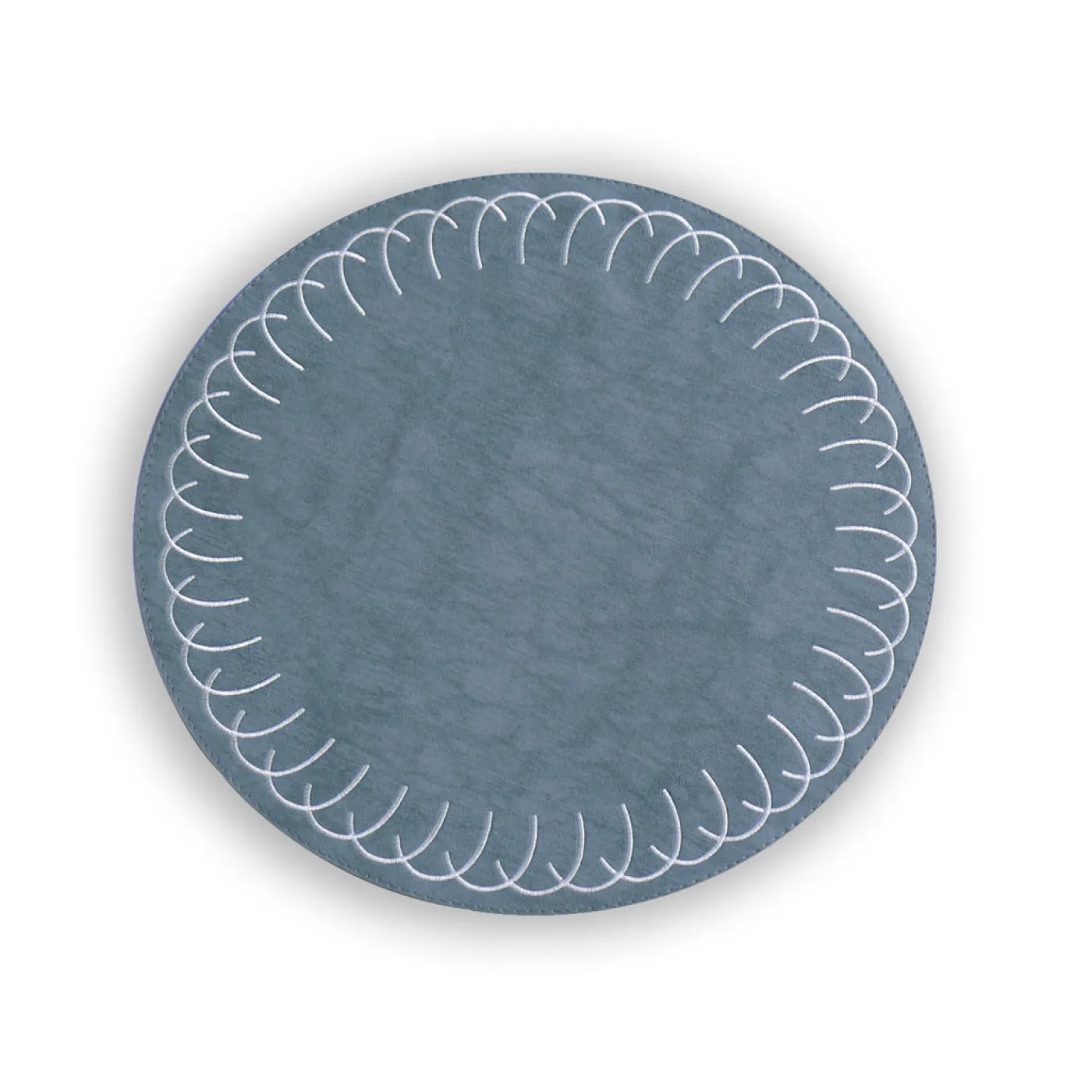 VIDA Round Embroidered Swirl 15.5" Round Placemats Set of 4 (Blue) View All Vida|Placemats