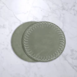 VIDA Round Embroidered Swirl 15.5" Round Placemats Set of 4 (Green) View All Vida|Placemats