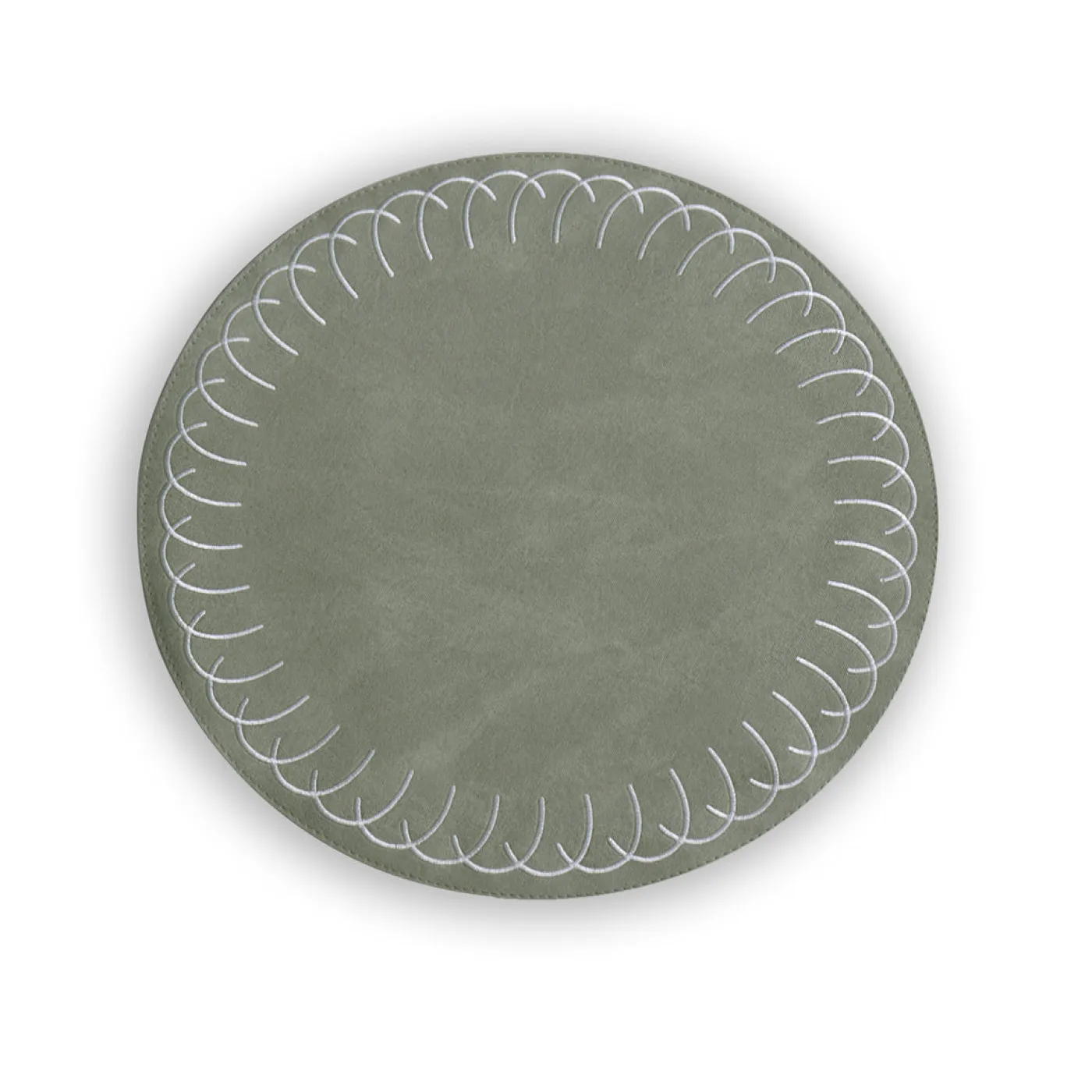 VIDA Round Embroidered Swirl 15.5" Round Placemats Set of 4 (Green) View All Vida|Placemats
