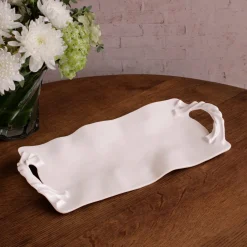 New VIDA Sasha Long Rectangle Tray with Handles White View All Vida|VIDA Sasha