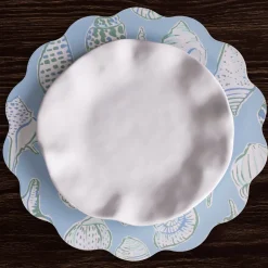 VIDA Shells & Scallops Reversible Round Placemats Set of 4 (Blue & Whi View All Vida|Placemats