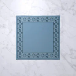 VIDA Square Embroidered 15" Square Placemats Set of 4 (Blue) Placemats|Gifts Under $99