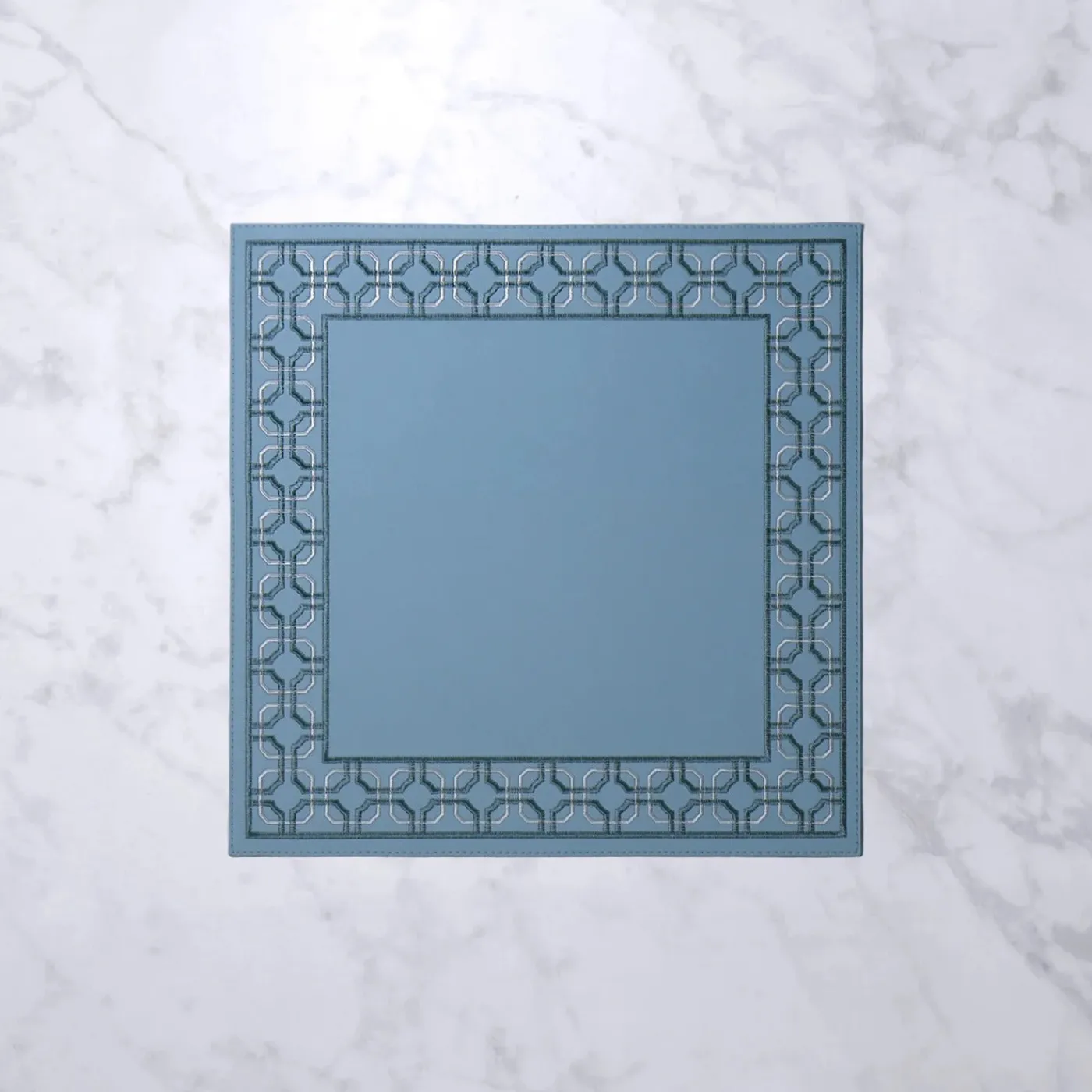 VIDA Square Embroidered 15" Square Placemats Set of 4 (Blue) Placemats|Gifts Under $99