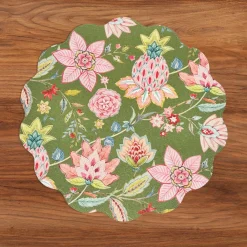 Hot VIDA Tropical Floral and Preppy Plaid Reversible Round Placemats Set o View All Vida|Placemats