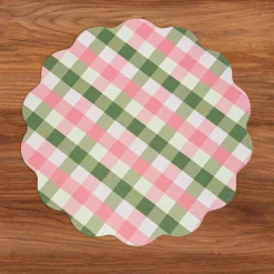 Hot VIDA Tropical Floral and Preppy Plaid Reversible Round Placemats Set o View All Vida|Placemats