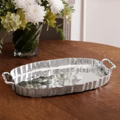 Outlet VINTAGE Fluted Oval Tray with Handles A Touch Of Vintage|Trays