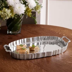 Outlet VINTAGE Fluted Oval Tray with Handles A Touch Of Vintage|Trays