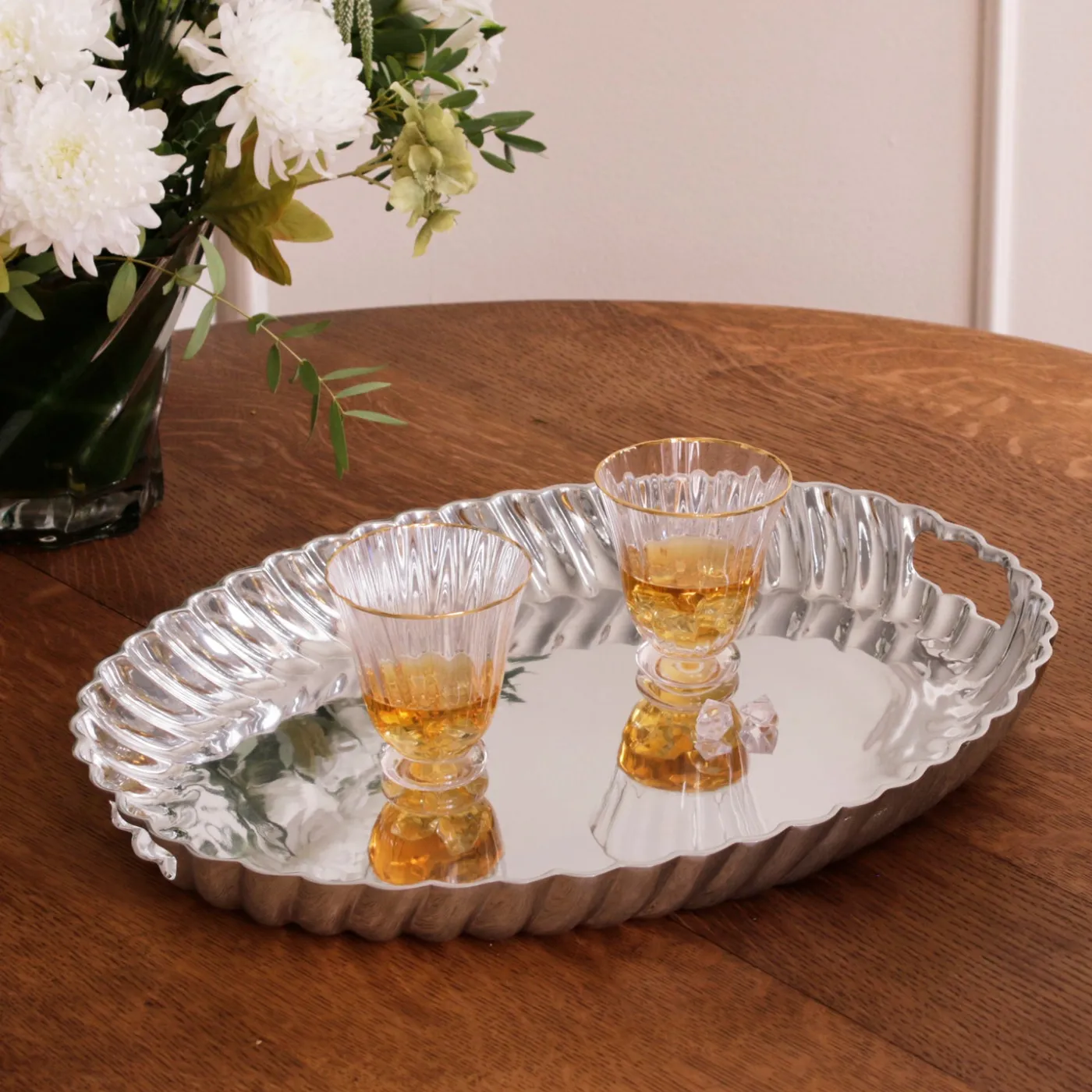 Online VINTAGE Swirl Oval Tray with Handles A Touch Of Vintage|Trays